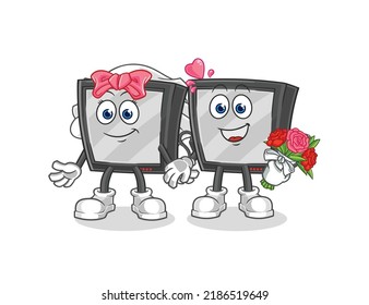 the tv wedding cartoon. cartoon mascot vector
