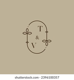Logotipo inicial de boda de TV en un diseño profesional de alta calidad que se imprimirá bien en cualquier medio impreso