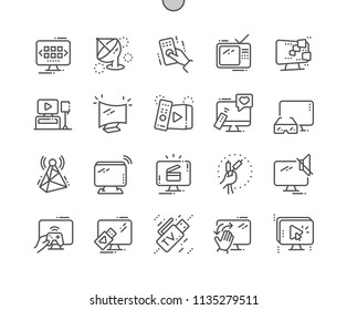 TV Well-crafted Pixel Perfect Vector Thin Line Icons 30 2x Grid for Web Graphics and Apps. Simple Minimal Pictogram