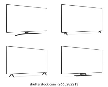 tv white screen mockup. tv vector isolated on white background.