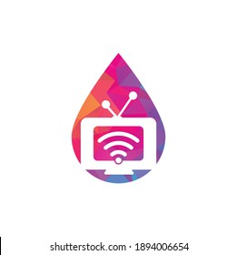 Logo-Vektorgrafik für Tv- und WLAN-Schlagformen. Symbol oder Symbol für Fernsehen und Signal. Einzigartiges Medien- und Radiologo