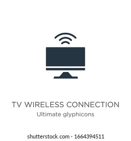 Tv wireless connection icon vector. Trendy flat tv wireless connection icon from ultimate glyphicons collection isolated on white background. Vector illustration can be used for web and mobile graphic