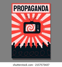 TV zombifying a crowd of people, a symbol of propaganda, totalitarianism and dictatorship