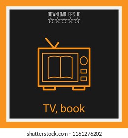 TV,book vector icon