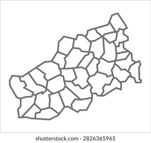 Tver Oblast All Districts Black Outline Map Illustration