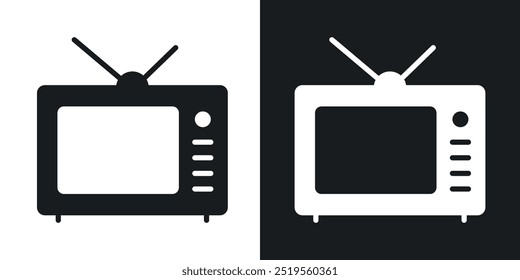 TVline vector icon set in solid and outline style.