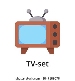 TV-set flat vector illustration. Single object. Icon for design on white background