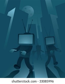 TV-zombies / conceptual illustration of mass media victims