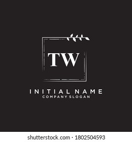 Logotipo inicial del vector de belleza TW, logotipo de escritura a mano de firma inicial, boda, moda, joyas, boutique, floral y botánica con plantilla creativa para cualquier empresa o negocio.