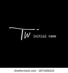 TW black background initial handwritten monogram logo