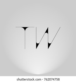 TW Black thin minimalist LOGO Design with Highlight on Gray background.