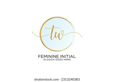 TW handwriting logo with circle template vector signature, wedding, fashion, floral and botanical with creative template.