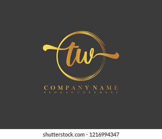 TW initial handwriting logo circle template vector