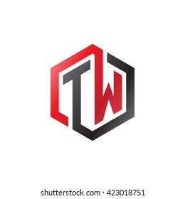 TW initial letters looping linked hexagon logo red black