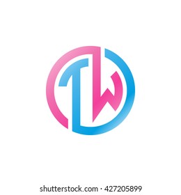 TW initial letters looping linked circle logo pink blue