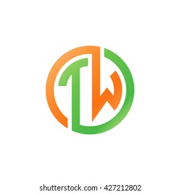 TW initial letters looping linked circle logo orange green