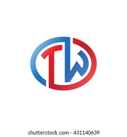 TW initial letters looping linked ellipse logo red blue