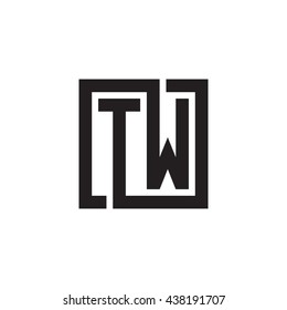 TW initial letters looping linked square monogram logo