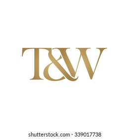 T&W Initial logo. Ampersand monogram golden logo
