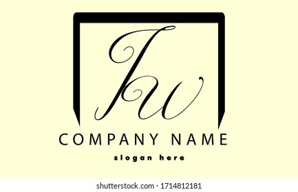 TW initial logo hand writing written black white alphabet  letter logo