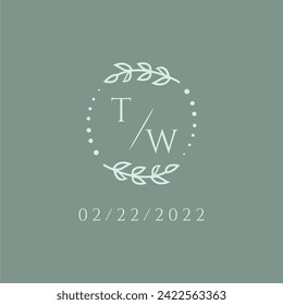 TW initial modern monogram wedding with creative circle line