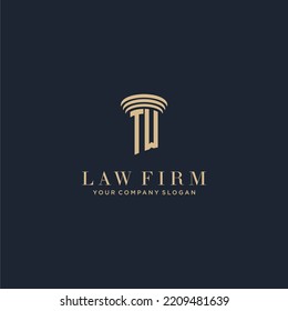 TW initial monogram lawfirm logo with pillar design