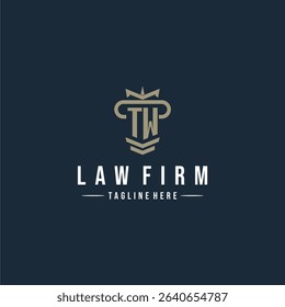 TW initial monogram logo law firm with pillar design