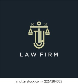 TW initial monogram logo for lawfirm with scale vector design