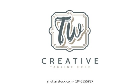 TW Initials, handwriting logo vector