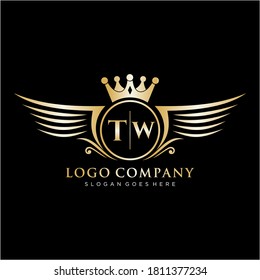 TW Letter Initial with Royal Wing Logo Template.