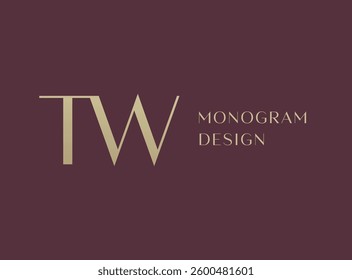 TW letter logo icon design. Classic style luxury initials monogram.
