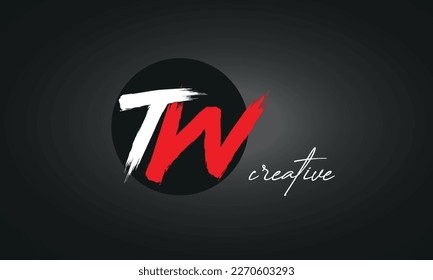 TW Letters Brush Paint Logo icon, Elegant Vector Design