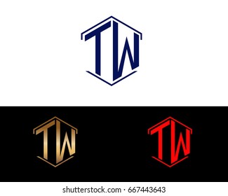 TW letters linked with hexagon shape logo