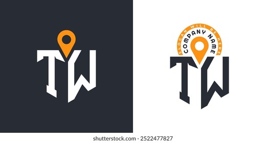 TW Location Logo Bundle. Letter TW Logo Dual Vector Icons for Recruitment and Navigation