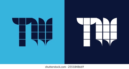 Diseño del logotipo de TW con forma de azulejo. Diseño de Ilustración vectorial minimalista y moderno adecuado para negocios o marcas