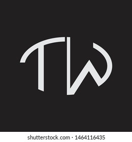 TW Logo letter oval monogram design template with black and white colors