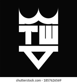 TW Logo monogram with crown shape isolated on Black background