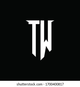 Tw Logo Monogram Emblem Shield Style Stock Vector (Royalty Free) 1700400817