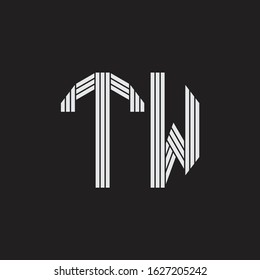 TW Logo monogram with outline style linked isolated on black background