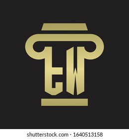 TW Logo monogram with pillar style design template with gold colors