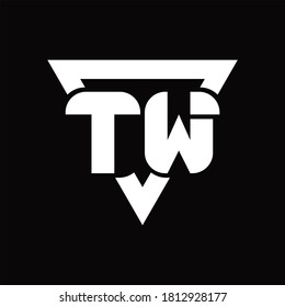 TW Logo monogram with triangle shape rounded design template on black background