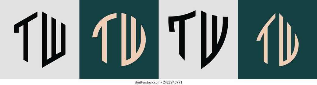 TW modern initial letter logo design vector bundle. It will be suitable for which company or brand name start those initial.