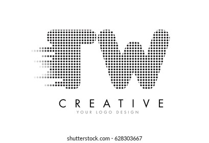 TW T W Letter Logo Design with Black Dots and Bubble Trails.
