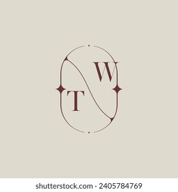 Clásico de boda TW en un elegante monograma con un diseño profesional de alta calidad que se imprimirá bien