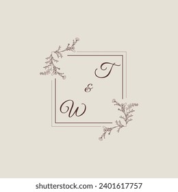 TW wedding line square monogram with high quality professional design that will print well