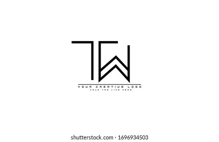 TW WT abstract vector logo monogram template