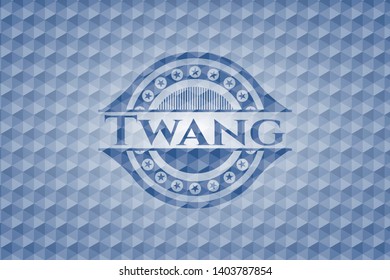 Twang blue hexagon emblem. Vector Illustration. Detailed.