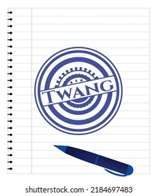 Efecto de la pluma Twang. Tinta azul. Ilustración vectorial. Detallado. 