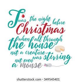 Twas the Night before Christmas poem part 1. EPS 10 vector illustration.