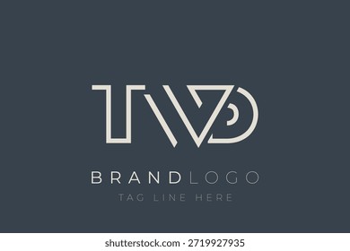 Diseño de logotipo de carta abstracta TWD. Diseño moderno del logotipo del negocio con tipografía Abstractas y estilo contemporáneo